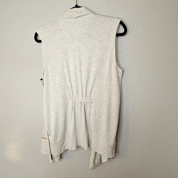 Donna Karan Active Open Cardigan Jacket Womens S Vest Zippers Logo Gray - Picture 8 of 14